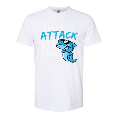 Ready To Attack First Grade Shark Cute 1St Grade Gift Softstyle CVC T-Shirt