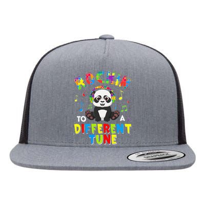 Rockin' To A Different Tune Panda Autism Awareness Flat Bill Trucker Hat