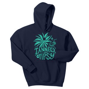 Retro Tanned And Tipsy Beach Summer Vacation Funny (On Back) Kids Hoodie