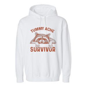 Retro Tummy Ache Survivor Funny Raccoon Garment-Dyed Fleece Hoodie