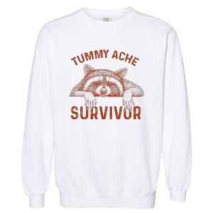 Retro Tummy Ache Survivor Funny Raccoon Garment-Dyed Sweatshirt