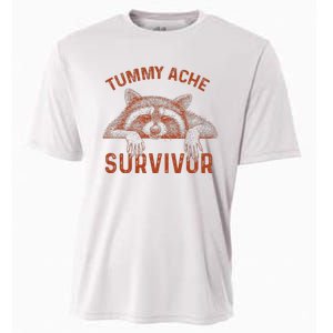 Retro Tummy Ache Survivor Funny Raccoon Cooling Performance Crew T-Shirt