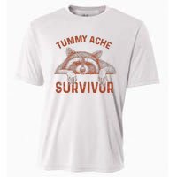 Retro Tummy Ache Survivor Funny Raccoon Cooling Performance Crew T-Shirt