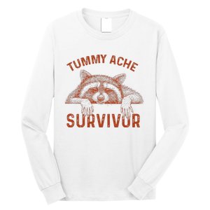 Retro Tummy Ache Survivor Funny Raccoon Long Sleeve Shirt