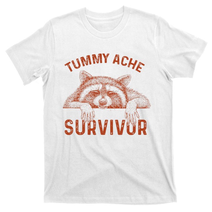 Retro Tummy Ache Survivor Funny Raccoon T-Shirt