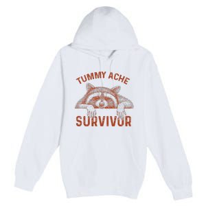 Retro Tummy Ache Survivor Funny Raccoon Premium Pullover Hoodie