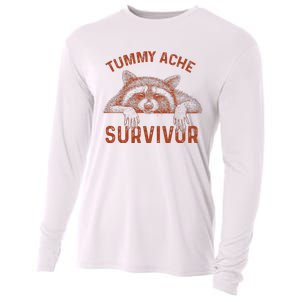 Retro Tummy Ache Survivor Funny Raccoon Cooling Performance Long Sleeve Crew