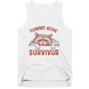 Retro Tummy Ache Survivor Funny Raccoon Tank Top