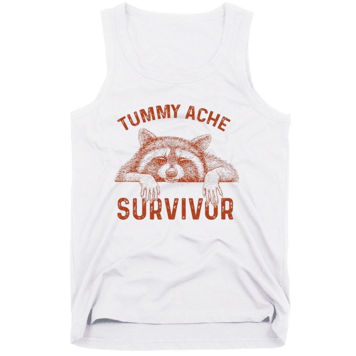 Retro Tummy Ache Survivor Funny Raccoon Tank Top