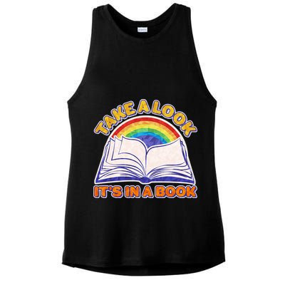 Retro Take A Look It's In A Book Reading Fan Ladies PosiCharge Tri-Blend Wicking Tank