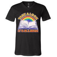 Retro Take A Look It's In A Book Reading Fan V-Neck T-Shirt