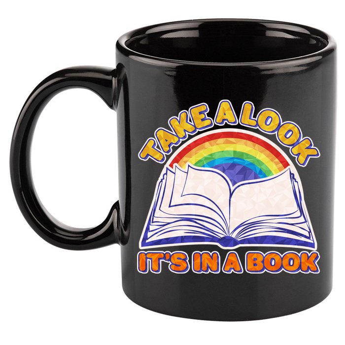 Retro Take A Look It's In A Book Reading Fan 11oz C Handle Ceramic Mug