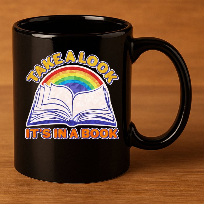 Retro Take A Look It's In A Book Reading Fan 11oz C Handle Ceramic Mug