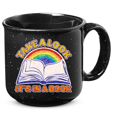 Retro Take A Look It's In A Book Reading Fan 15oz Campfire Ceramic Mug