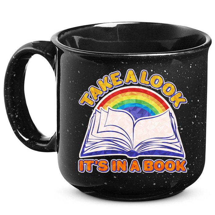 Retro Take A Look It's In A Book Reading Fan 15oz Campfire Ceramic Mug