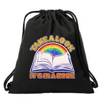 Retro Take A Look It's In A Book Reading Fan Drawstring Bag