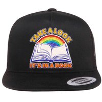 Retro Take A Look It's In A Book Reading Fan Flat Bill Trucker Hat