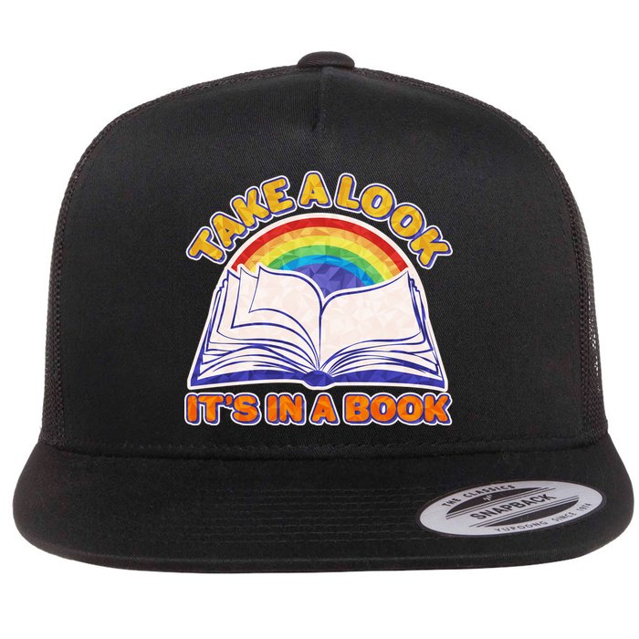 Retro Take A Look It's In A Book Reading Fan Flat Bill Trucker Hat