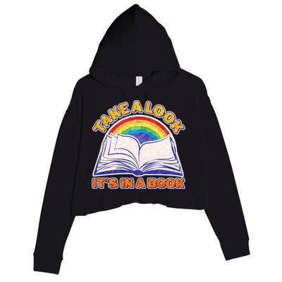 Retro Take A Look It's In A Book Reading Fan Crop Fleece Hoodie