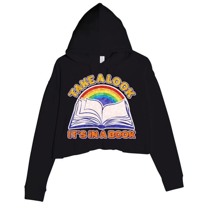 Retro Take A Look It's In A Book Reading Fan Crop Fleece Hoodie