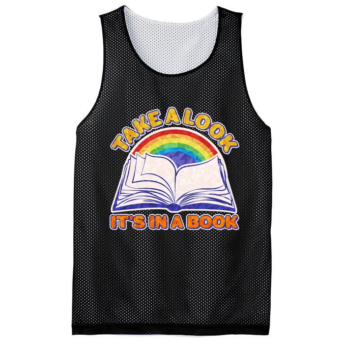 Retro Take A Look It's In A Book Reading Fan Mesh Reversible Basketball Jersey Tank