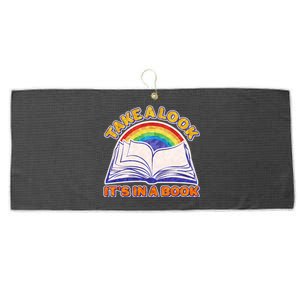 Retro Take A Look It's In A Book Reading Fan Large Microfiber Waffle Golf Towel