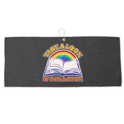 Retro Take A Look It's In A Book Reading Fan Large Microfiber Waffle Golf Towel