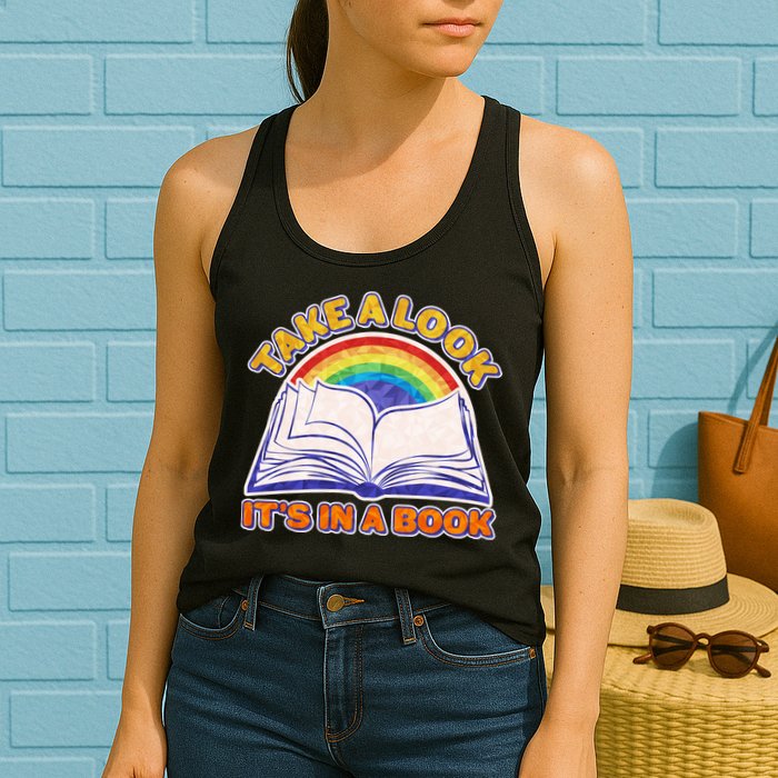 Retro Take A Look It's In A Book Reading Fan Womens Tank Top