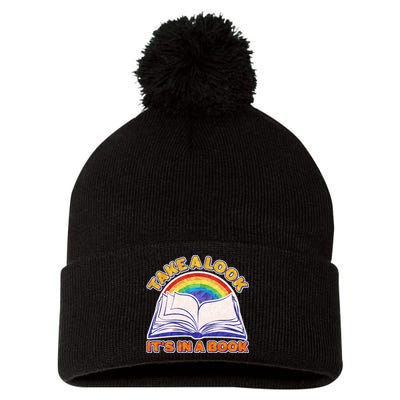 Retro Take A Look It's In A Book Reading Fan Pom Pom 12in Knit Beanie