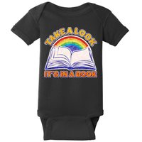 Retro Take A Look It's In A Book Reading Fan Baby Bodysuit