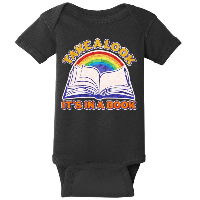 Retro Take A Look It's In A Book Reading Fan Baby Bodysuit