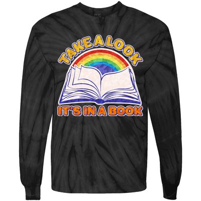 Retro Take A Look It's In A Book Reading Fan Tie-Dye Long Sleeve Shirt