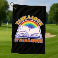 Retro Take A Look It's In A Book Reading Fan Golf Towel