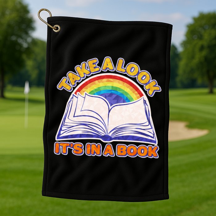 Retro Take A Look It's In A Book Reading Fan Golf Towel
