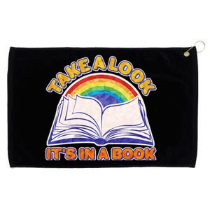 Retro Take A Look It's In A Book Reading Fan Grommeted Golf Towel