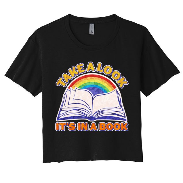 Retro Take A Look It's In A Book Reading Fan Crop Top