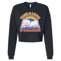 Retro Take A Look It's In A Book Reading Fan Cropped Pullover Crew