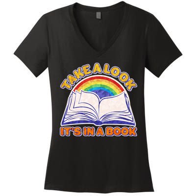 Retro Take A Look It's In A Book Reading Fan Women's V-Neck T-Shirt