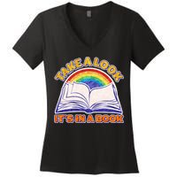 Retro Take A Look It's In A Book Reading Fan Women's V-Neck T-Shirt