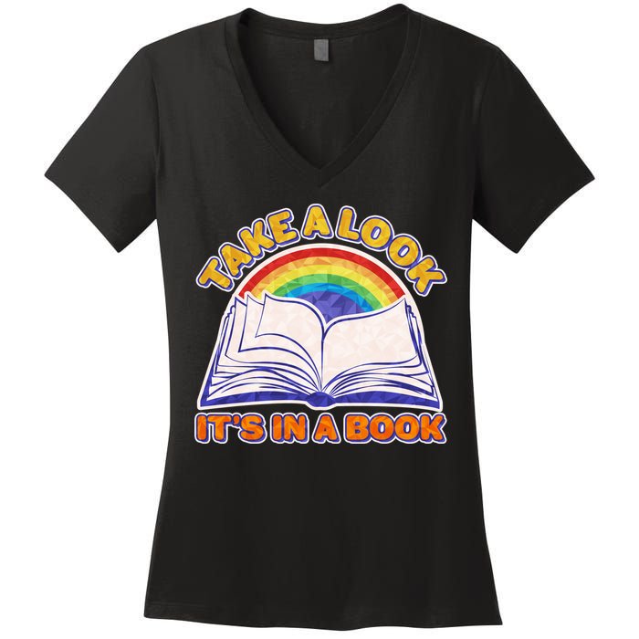 Retro Take A Look It's In A Book Reading Fan Women's V-Neck T-Shirt