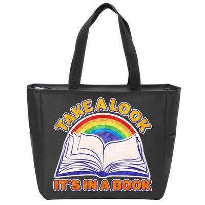 Retro Take A Look It's In A Book Reading Fan Zip Tote Bag