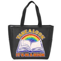 Retro Take A Look It's In A Book Reading Fan Zip Tote Bag