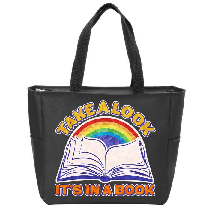 Retro Take A Look It's In A Book Reading Fan Zip Tote Bag