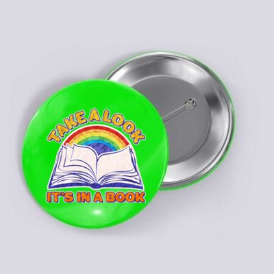 Retro Take A Look It's In A Book Reading Fan Button