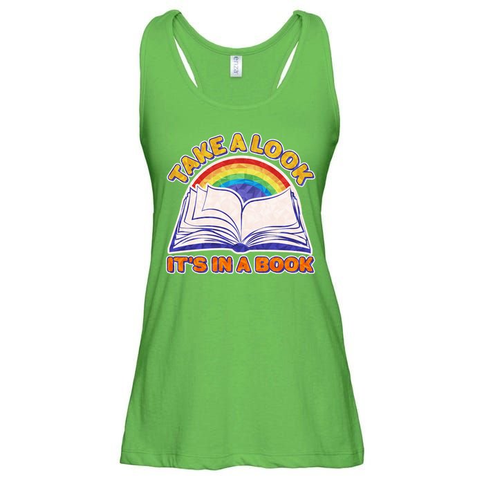 Retro Take A Look It's In A Book Reading Fan Ladies Essential Flowy Tank