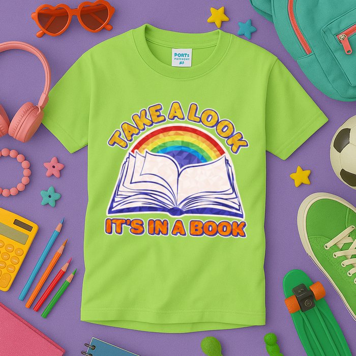 Retro Take A Look It's In A Book Reading Fan Kids T-Shirt