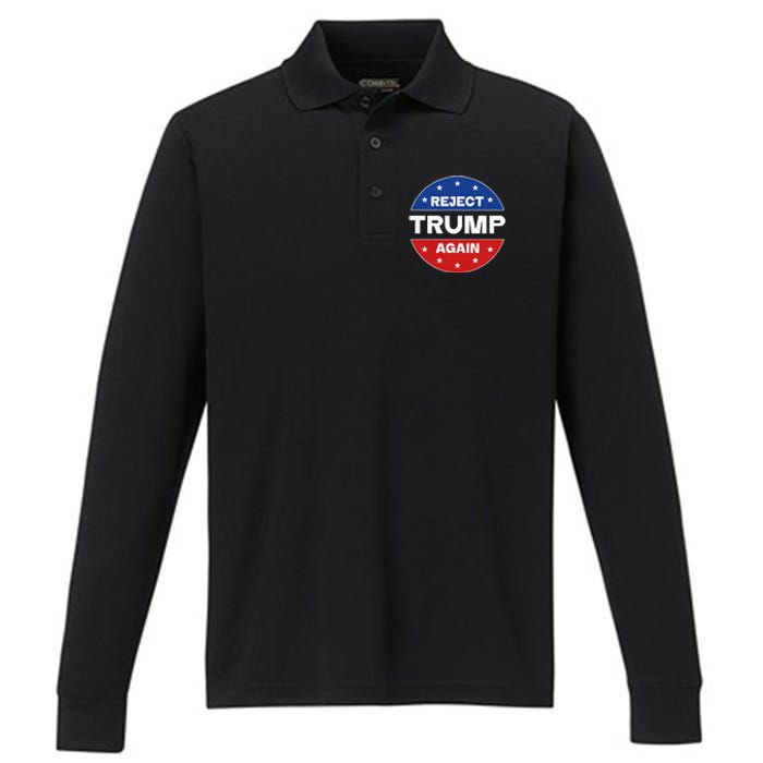 Reject Trump Again Election 2024 Performance Long Sleeve Polo