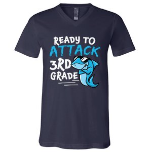 Ready To Attack 3rd Grade Back To School First Day Of School V-Neck T-Shirt