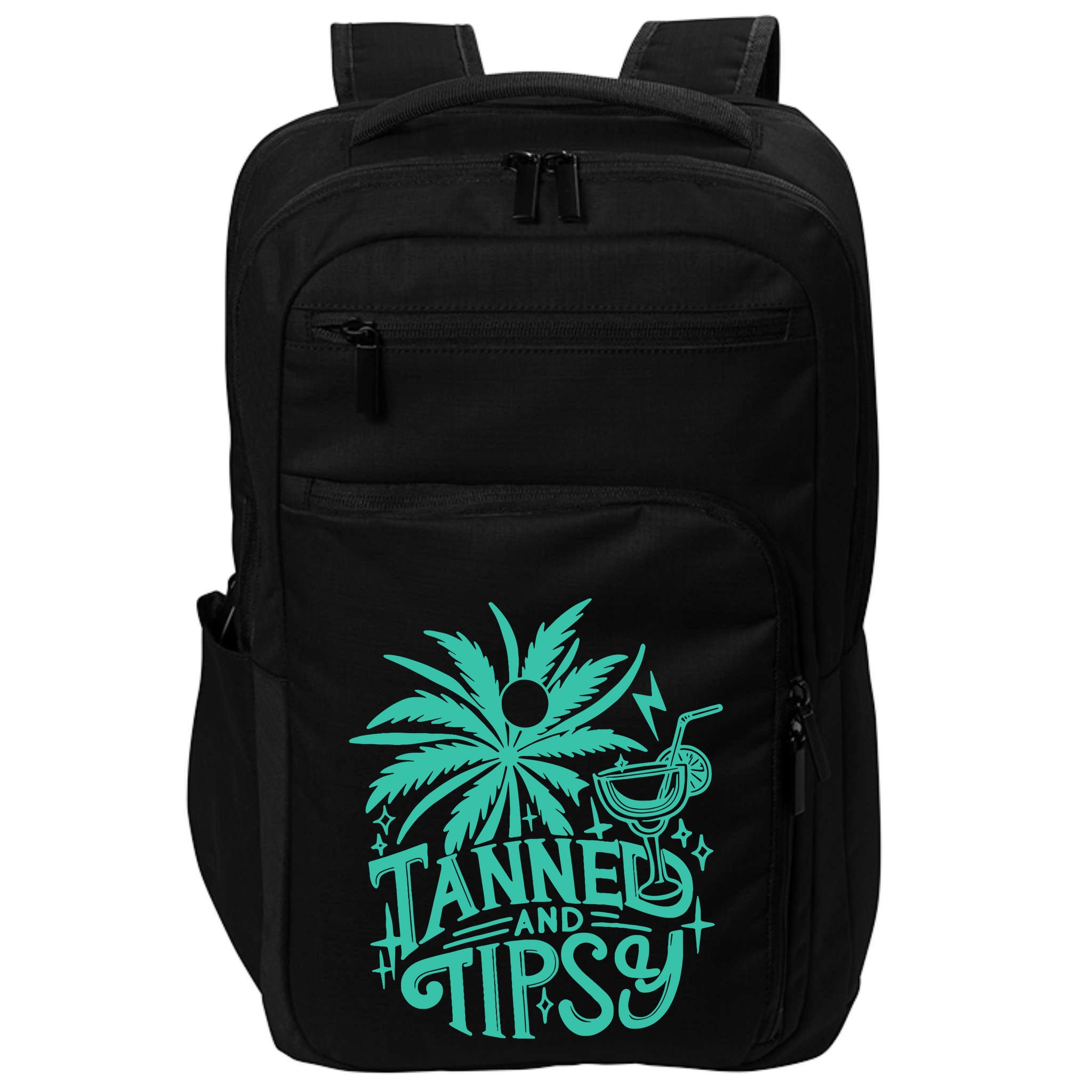 Retro Tanned And Tipsy Beach Summer Vacation Funny Impact Tech Backpack