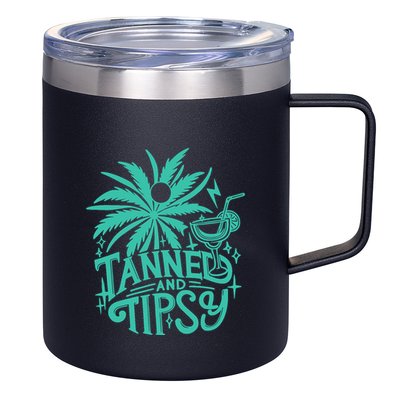 Retro Tanned And Tipsy Beach Summer Vacation Funny 12oz Stainless Steel Coffee Mug